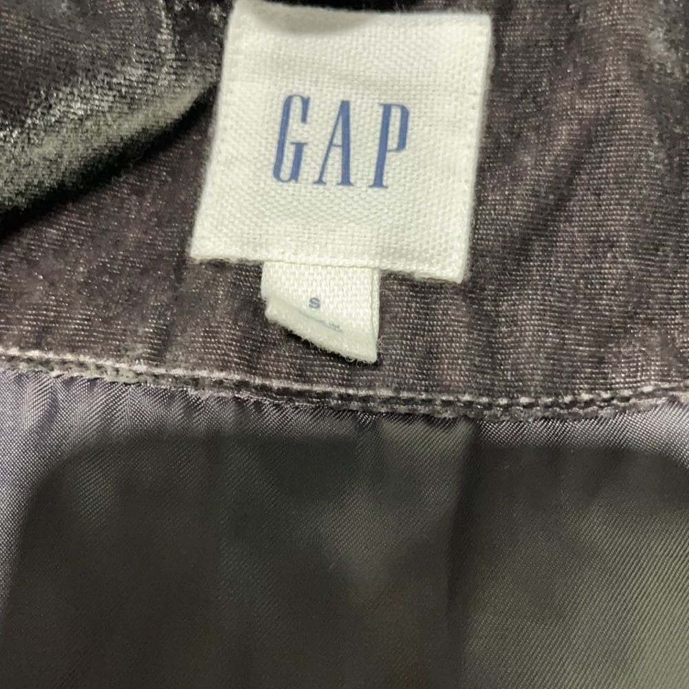 GAP Pavement Gray Velvet Zip Front Midi Bomber Jacket Sz S - Picture 14 of 16